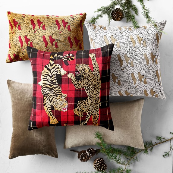 Halden Embroidered Animal Woven Tartan Throw Pillow Williams Sonoma