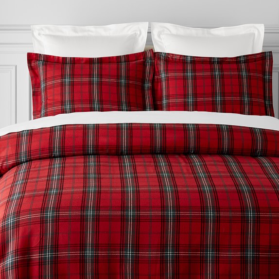 Tartan Flannel Duvet Cover Shams Red Williams Sonoma