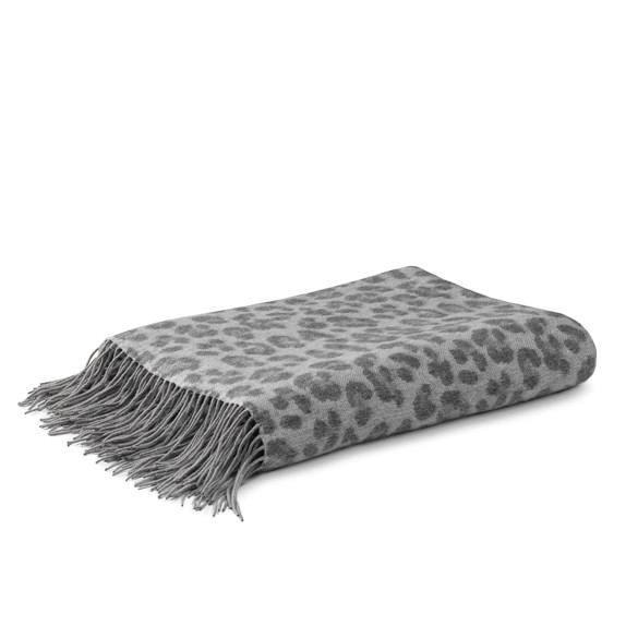 Williams Sonoma Novelty Patterned Jacquard Cashmere Throw, Cheetah, Grey