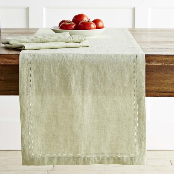Linen Double Hemstitch Table Runner Williams Sonoma