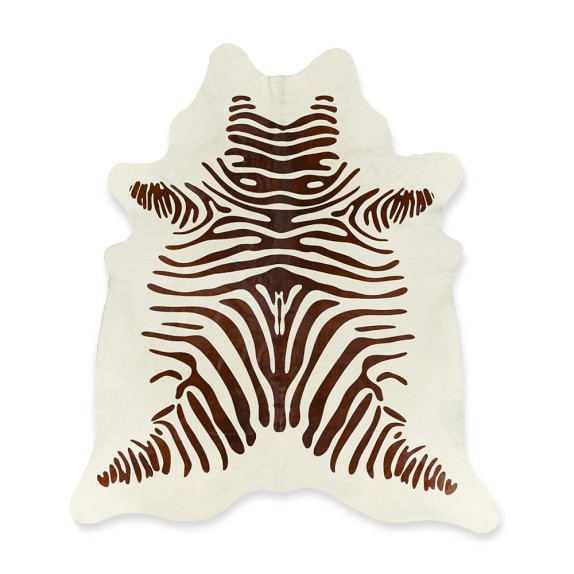 Chocolate Stenciled Zebra Cowhide Rug Williams Sonoma
