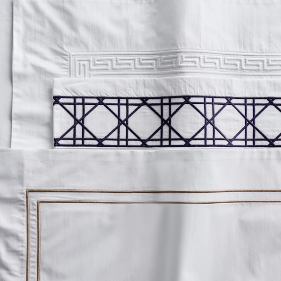 Chambers Italian Greek Key Embroidered Duvet Cover Shams