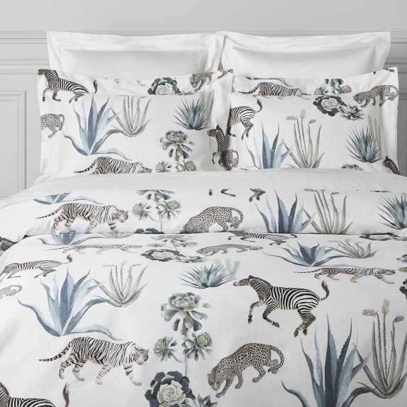 Zebra And Cheetah Printed Organic Duvet Cover Shams Williams