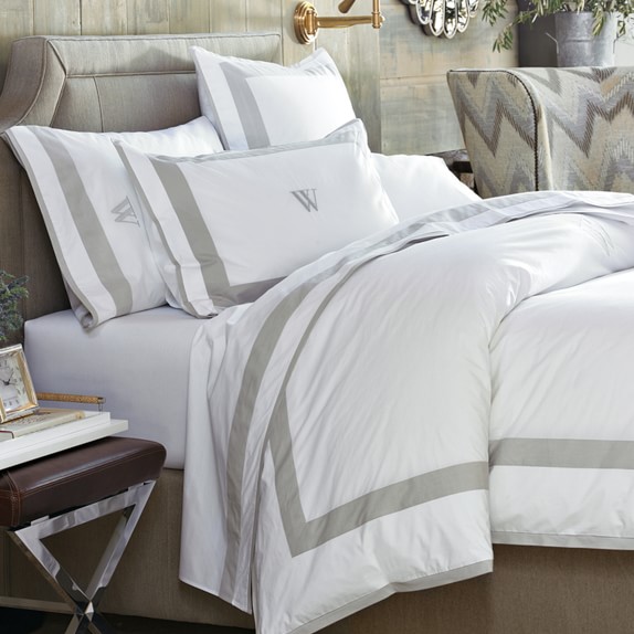 Percale Border Duvet Cover Shams Williams Sonoma