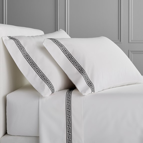 Chambers Italian Greek Key Embroidered Sheet Set Williams Sonoma