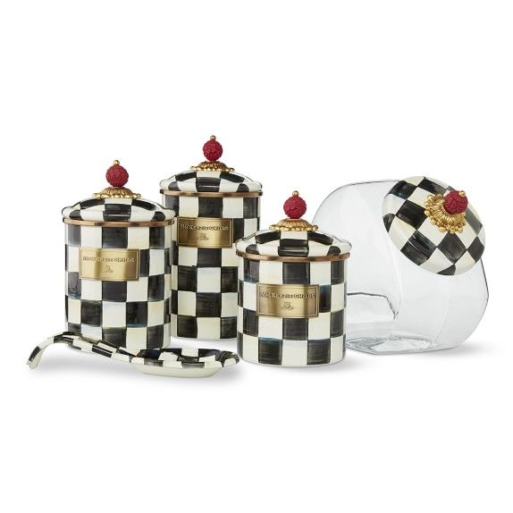 Mackenzie Childs Courtly Check Countertop Kitchen Canister Set