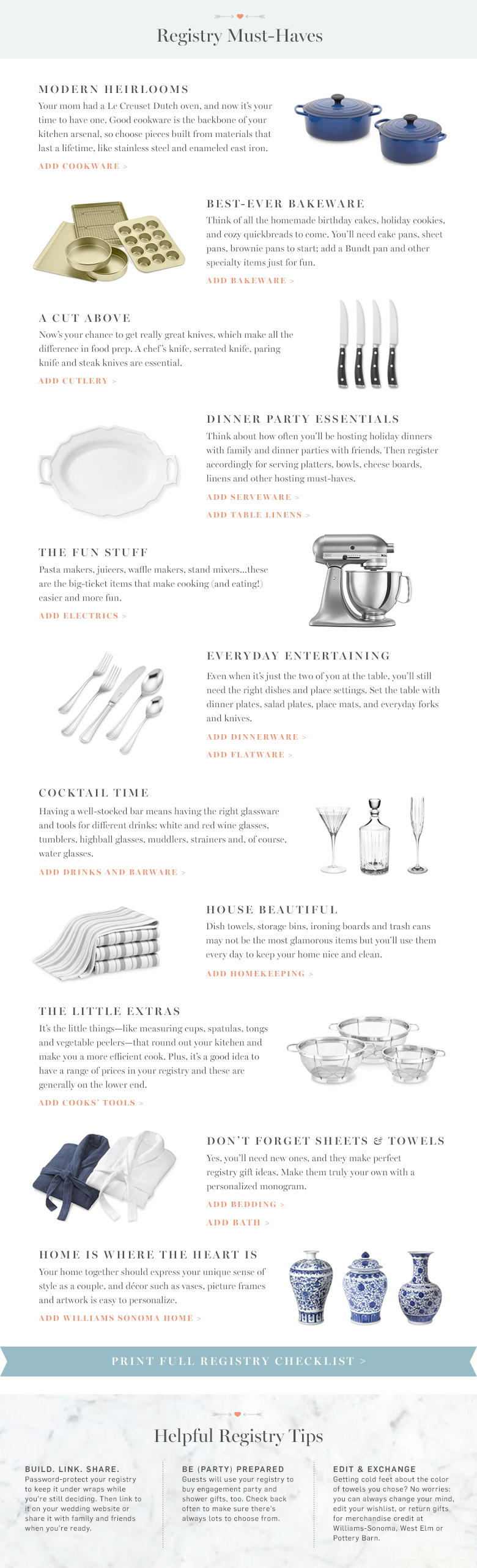 Wedding Registry Checklist Williams Sonoma Registry Benefits Completion Program Locator